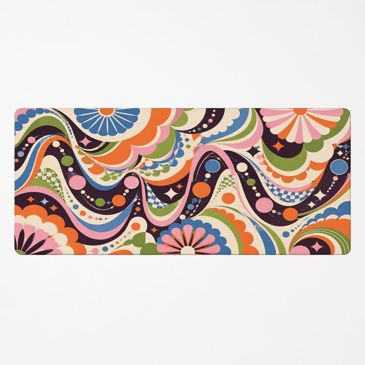 Funhaus Orbit colorful maximalist extended desk mat product mockup