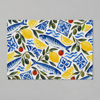 Aegean Pantry Mediterranean sardine and lemon bath mat product mockup