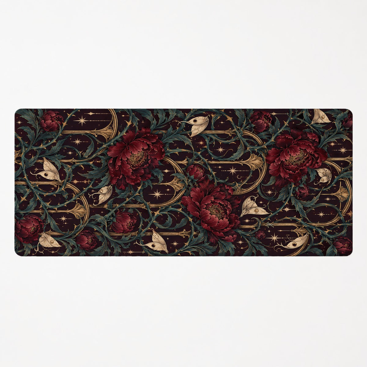 Velvet Thorn dark romantic floral extended desk mat product mockup