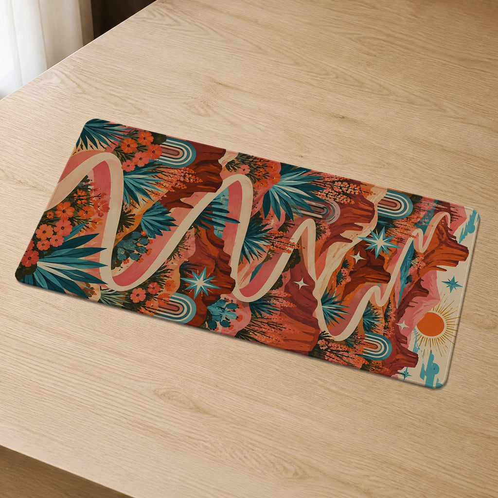 Desert Ribbon Rodeo western desert extended desk mat detail view