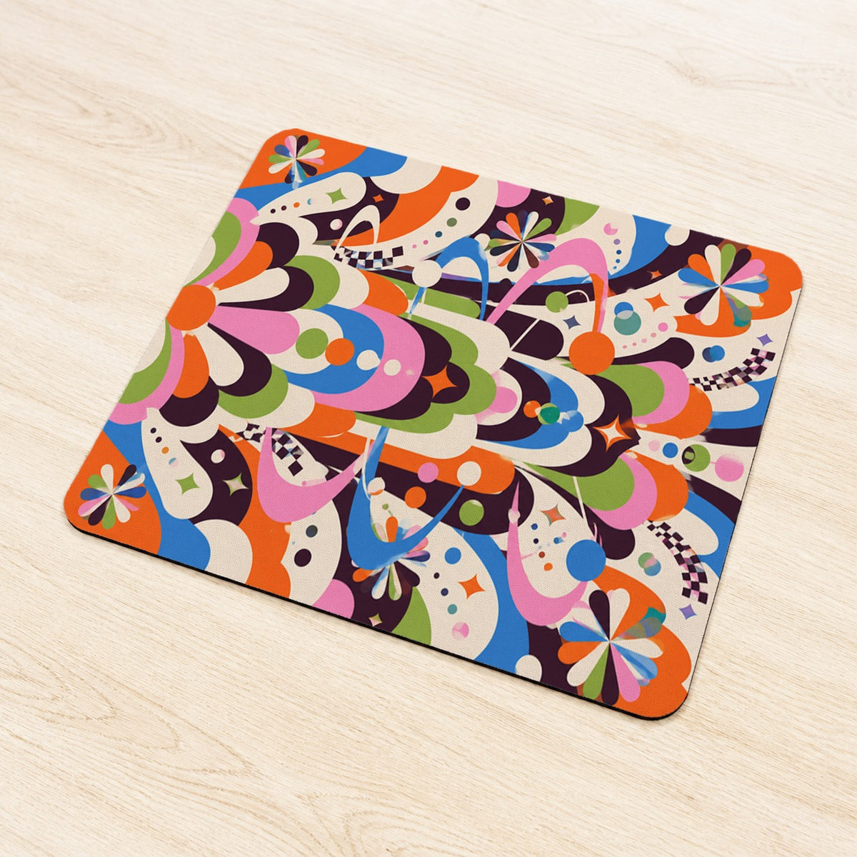 Funhaus Orbit colorful maximalist mouse pad detail view
