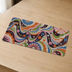 Funhaus Orbit colorful maximalist extended desk mat detail view