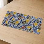 Aegean Pantry Mediterranean sardine and lemon extended desk mat detail view