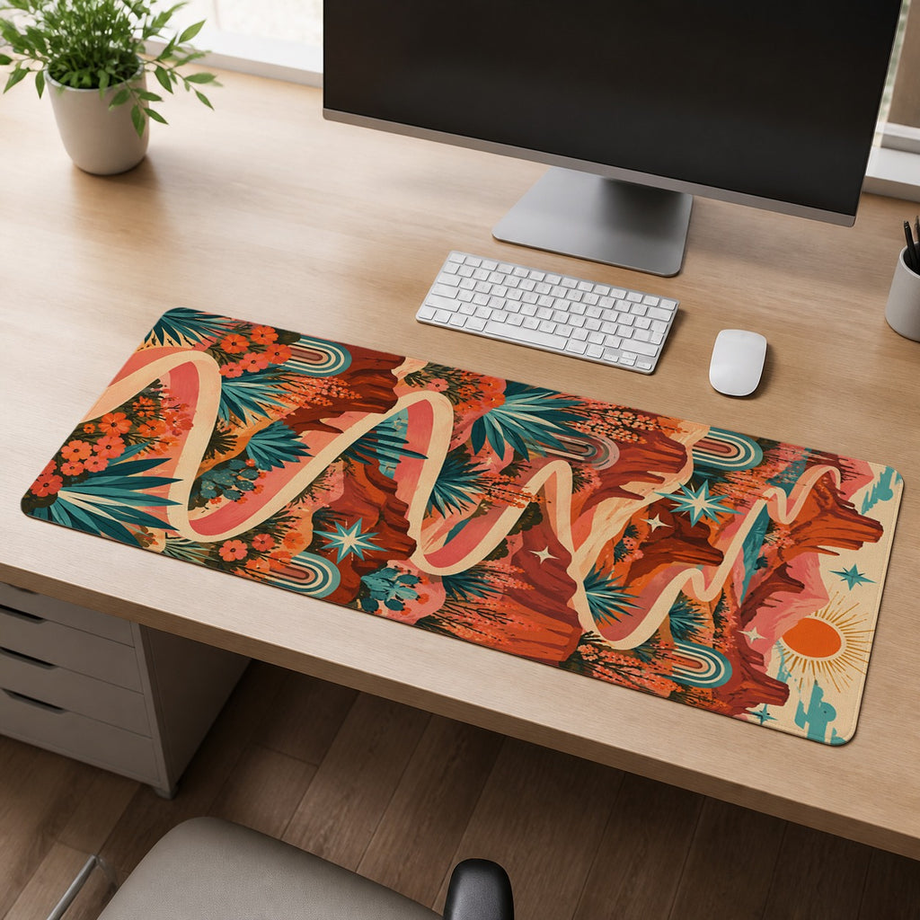 Desert Ribbon Rodeo western desert extended desk mat workspace scene