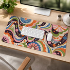 Funhaus Orbit colorful maximalist extended desk mat lifestyle scene