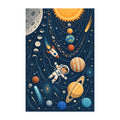 Kartela Space Explorer washable outer space kids rug, flat product view on white