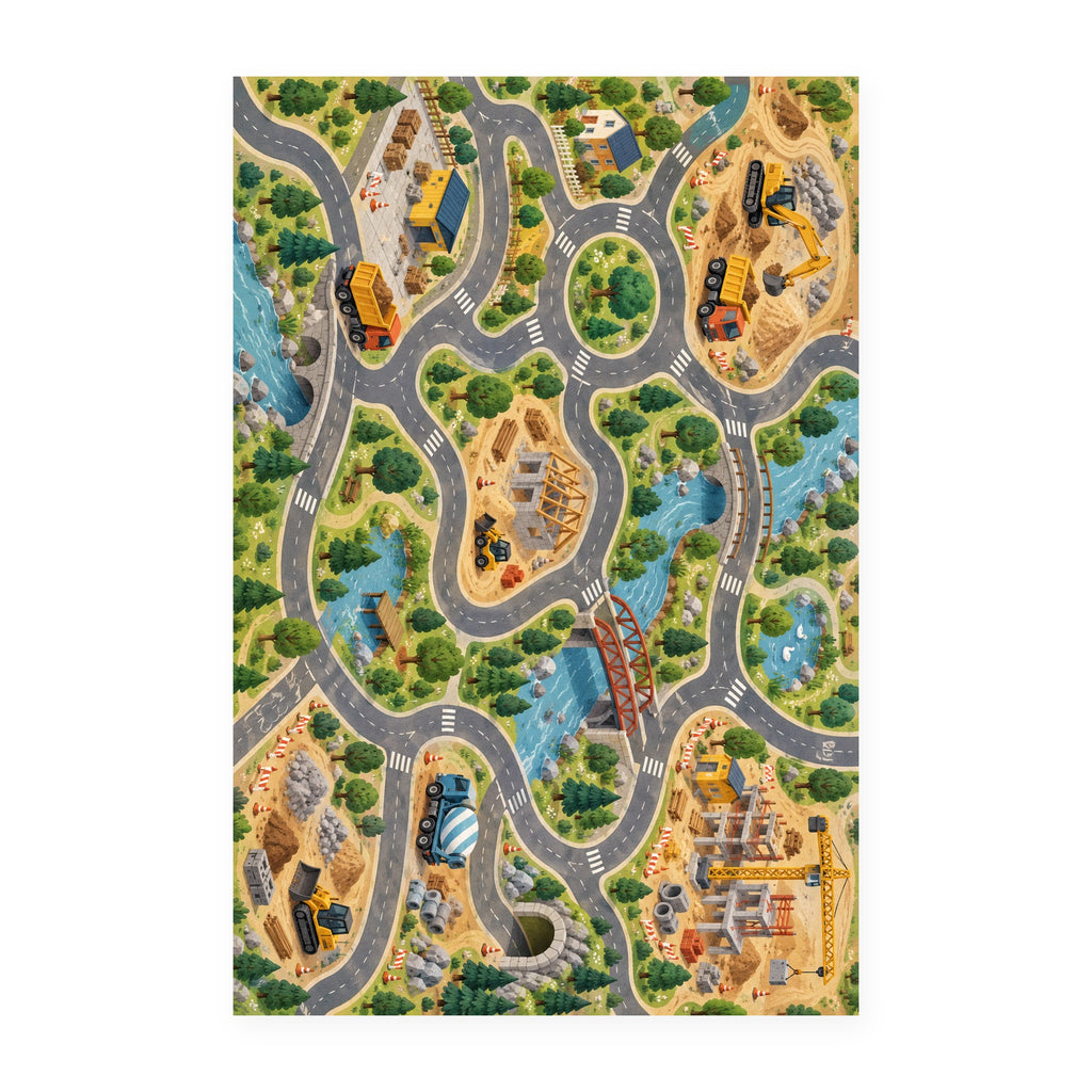 Kartela Construction Town washable construction road play rug, flat product view on white