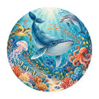 Kartela Ocean Friends washable ocean animals round rug, flat product view on white