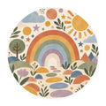 Kartela Rainbow Garden washable boho rainbow round rug, flat product view on white