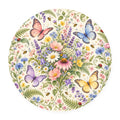 Kartela Butterfly Garden washable butterfly floral round rug, flat product view on white