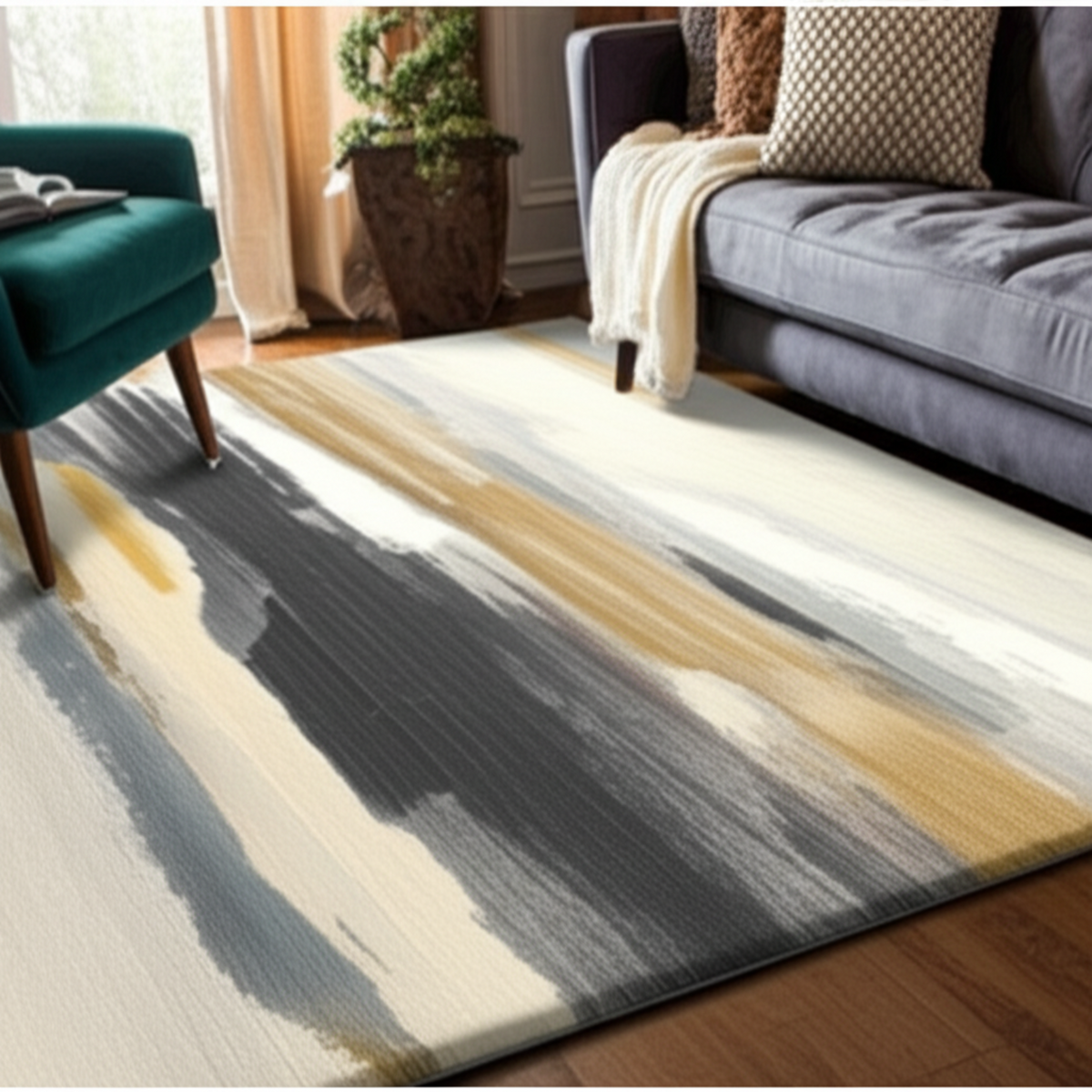 Abstract Brushstrokes Premium Rug
