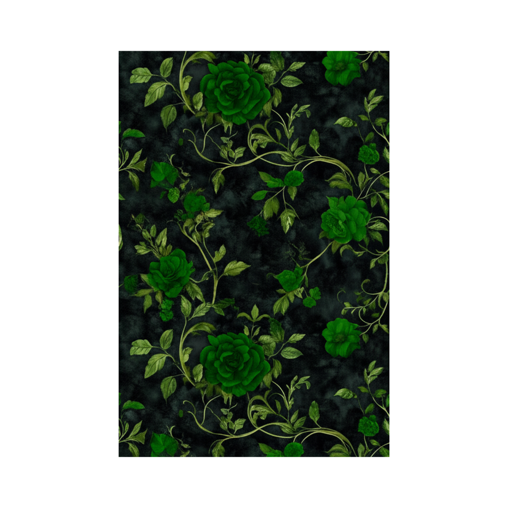 Emerald Green Roses Rug
