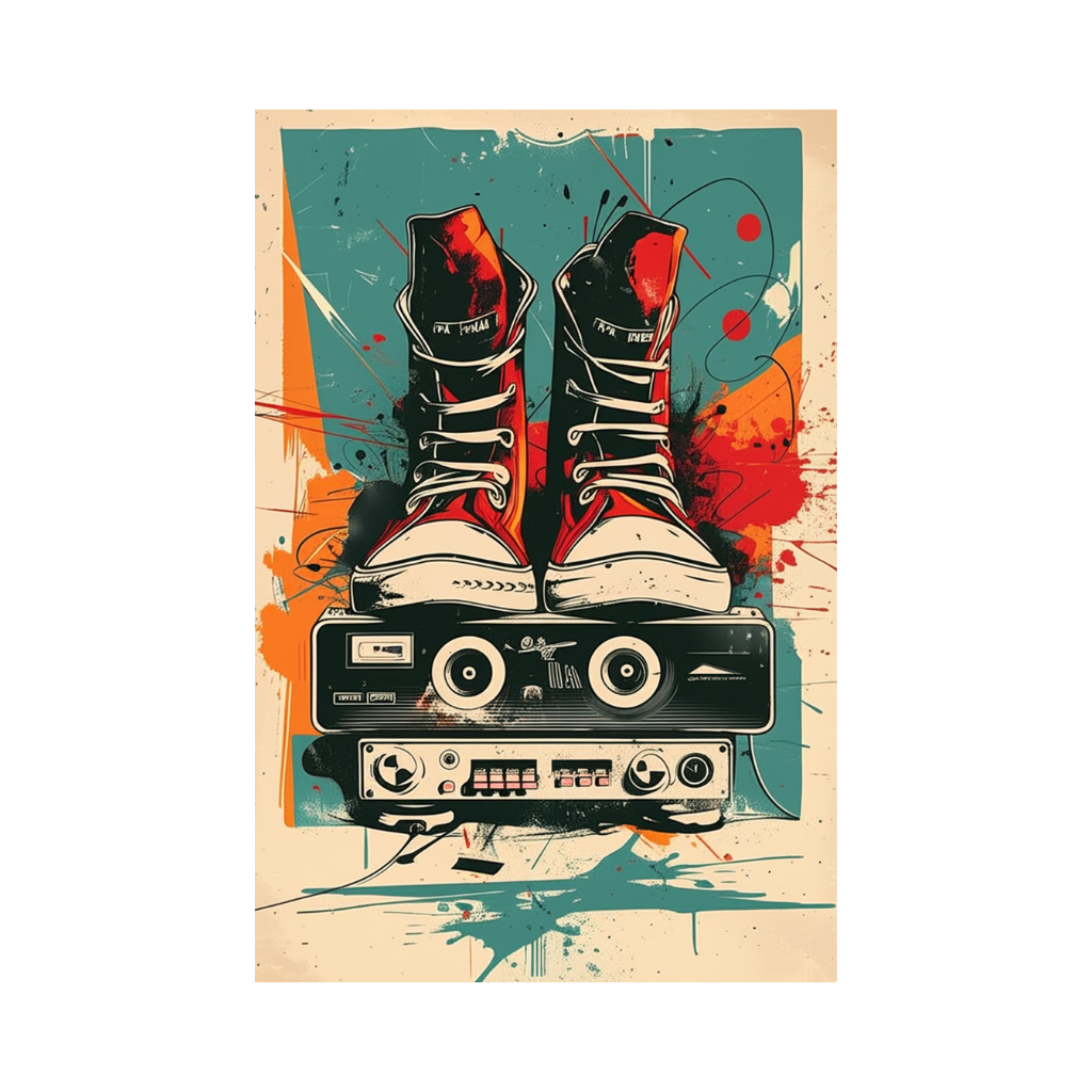 Sneakers On Speaker Rug