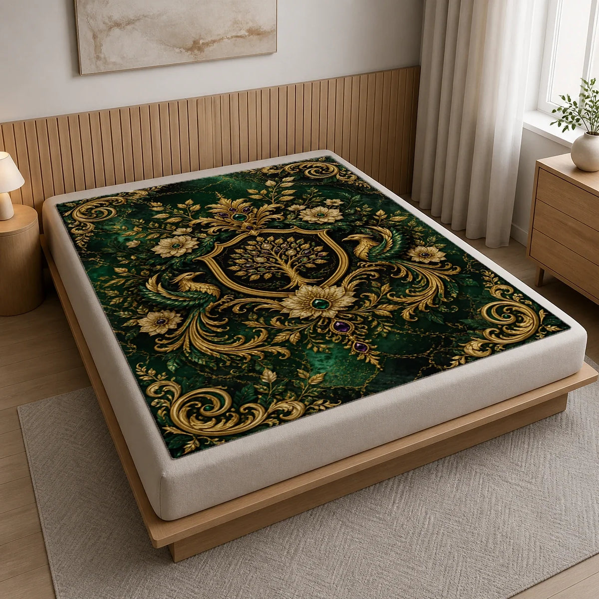 Abundance Crest Plutus Vibe fleece blanket mockup view 3