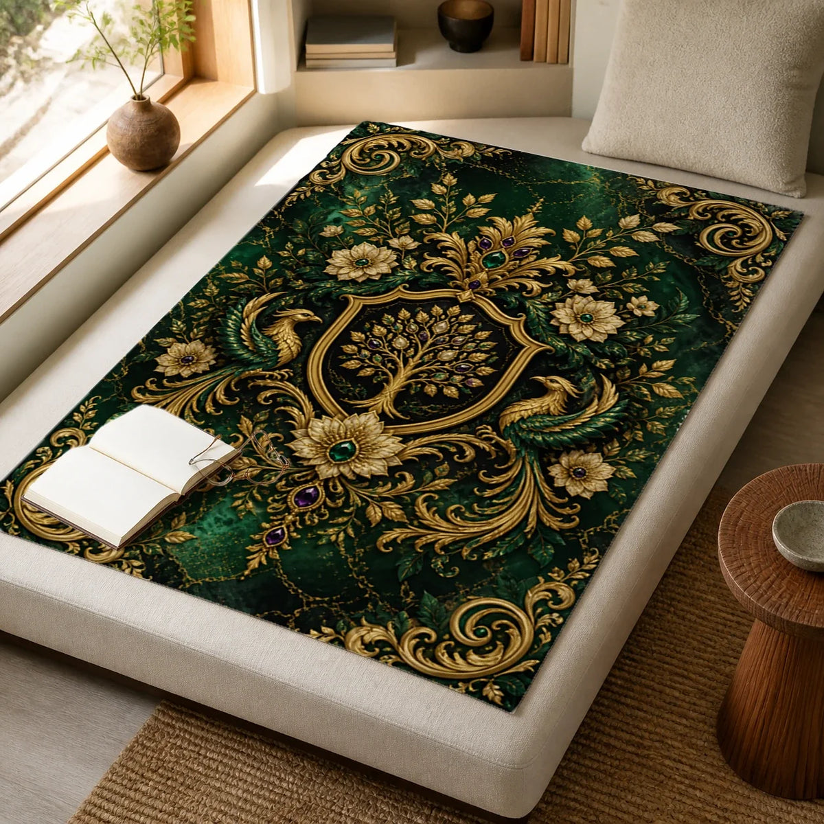 Abundance Crest Plutus Vibe fleece blanket mockup view 4