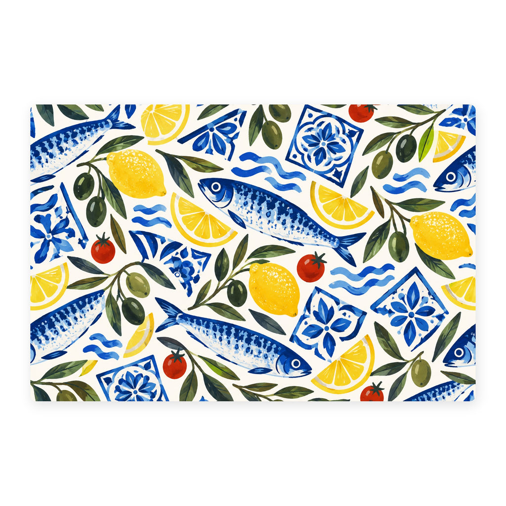 Aegean Pantry mediterranean sardine bath mat full design
