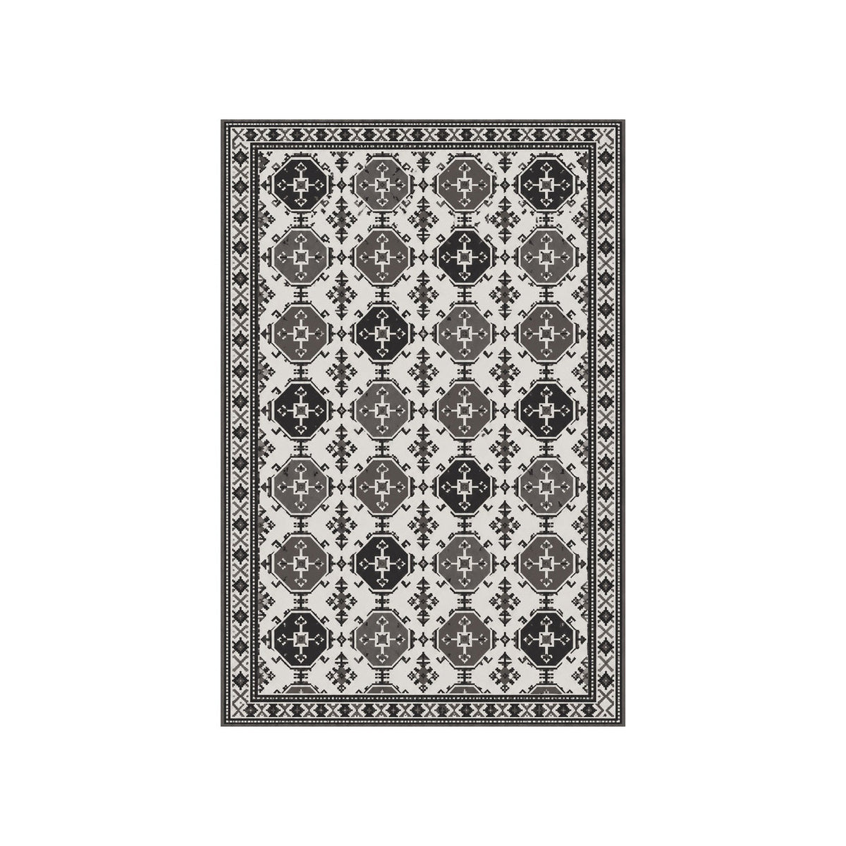 Kartela Turkmen washable Afghan Turkmen style area rug in Charcoal, flat product view on a white background