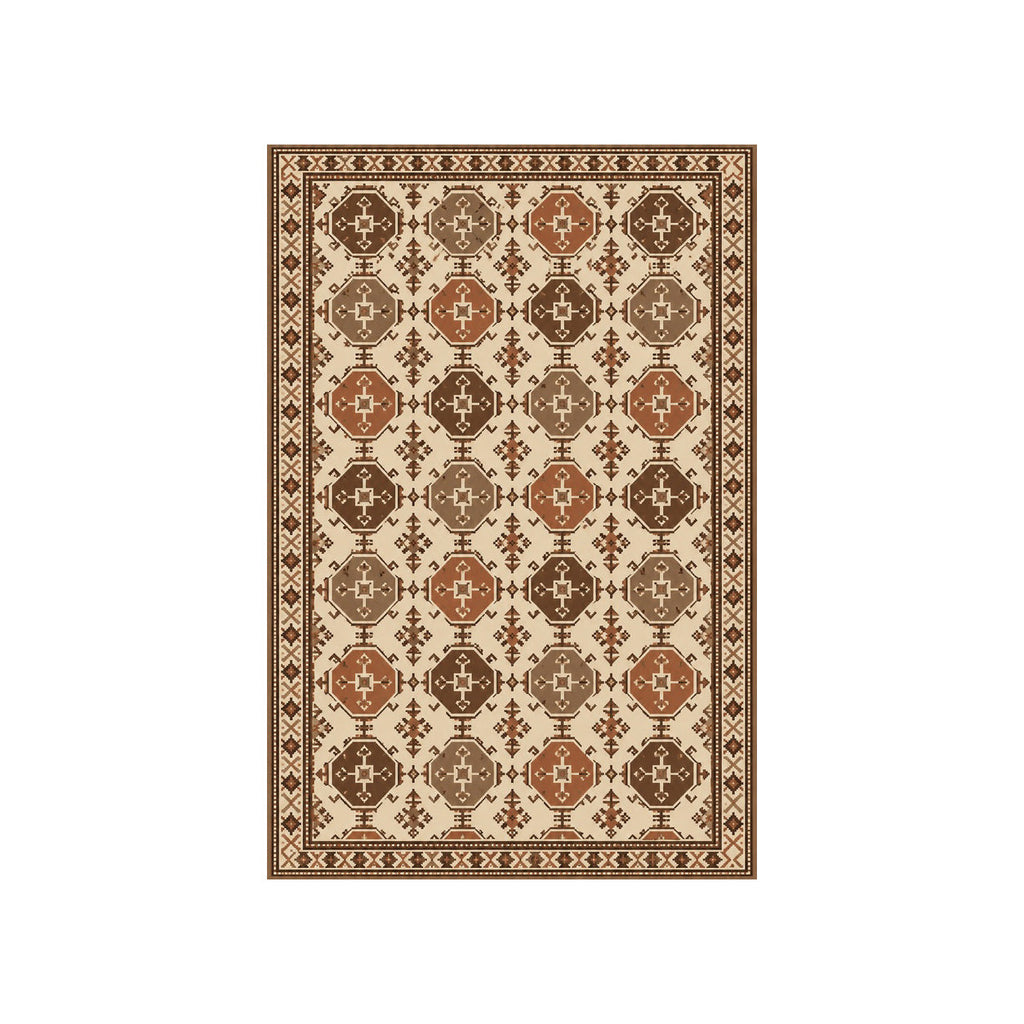 Kartela Turkmen washable Afghan Turkmen style area rug in Beige, flat product view on a white background