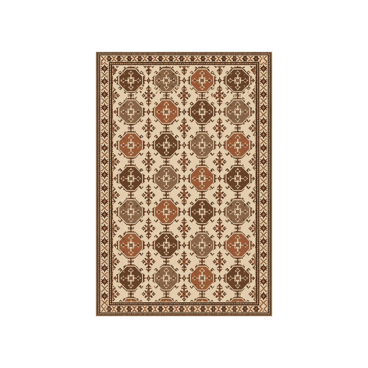 Kartela Turkmen washable Afghan Turkmen style area rug in Beige, flat product view on a white background