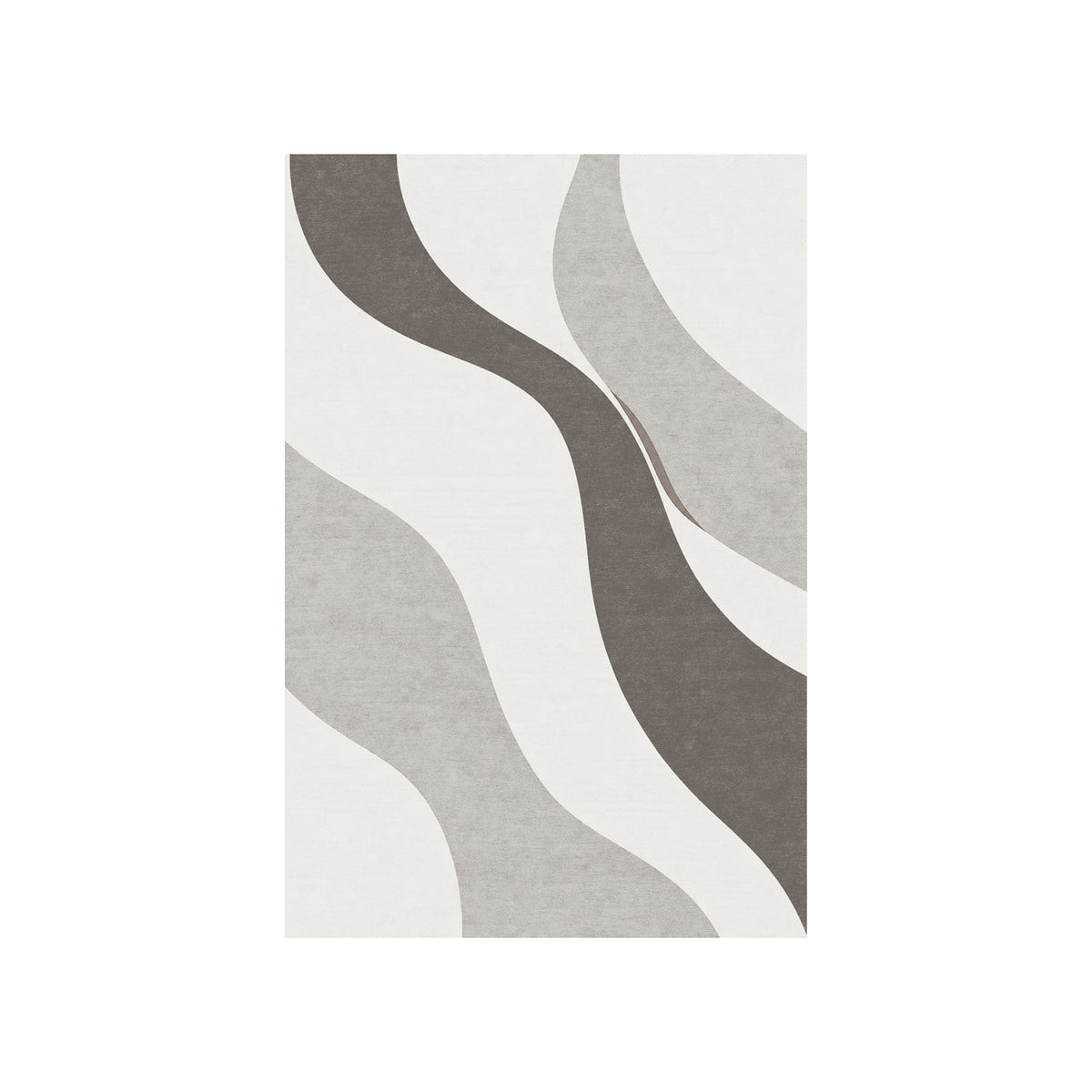 Kartela Flow washable modern wave area rug in Light Gray, flat product view on a white background