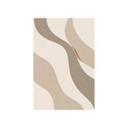 Kartela Flow washable modern wave area rug in Beige, flat product view on a white background