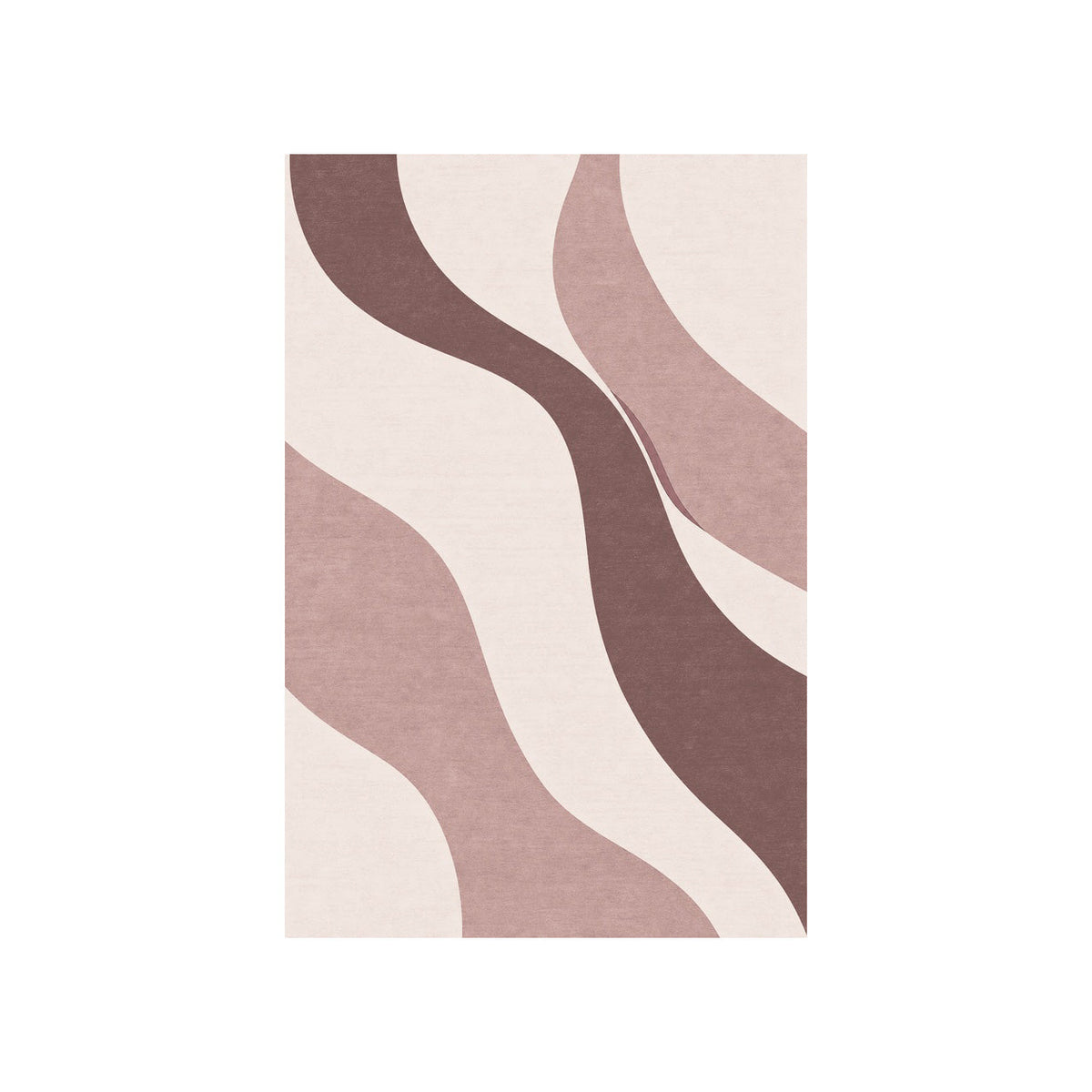 Kartela Flow washable modern wave area rug in Dusty Rose, flat product view on a white background