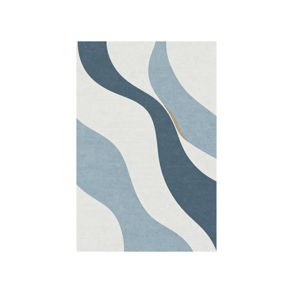 Kartela Flow washable modern wave area rug in Blue, flat product view on a white background