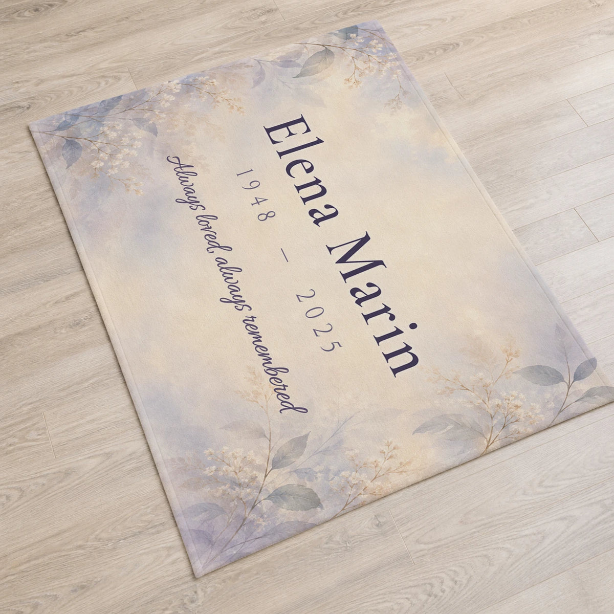 Personalized Always Remembered Memorial Blanket with sample personalization