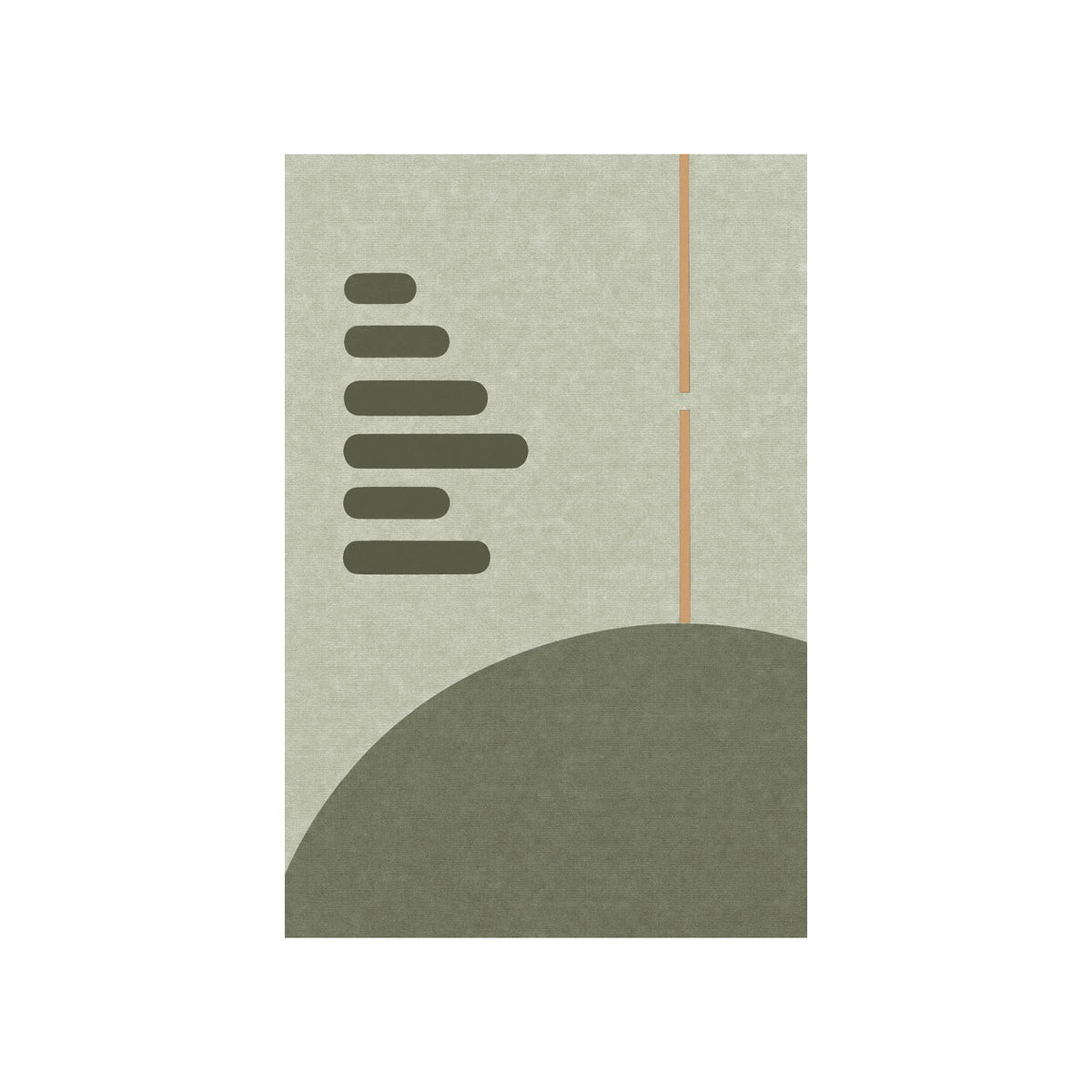 Kartela Interval washable minimalist modern area rug in Sage Green, flat product view on a white background