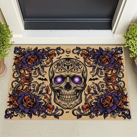 Floral Skull Doormat