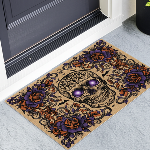 Floral Skull Doormat