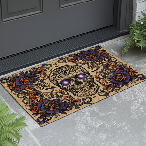 Floral Skull Doormat