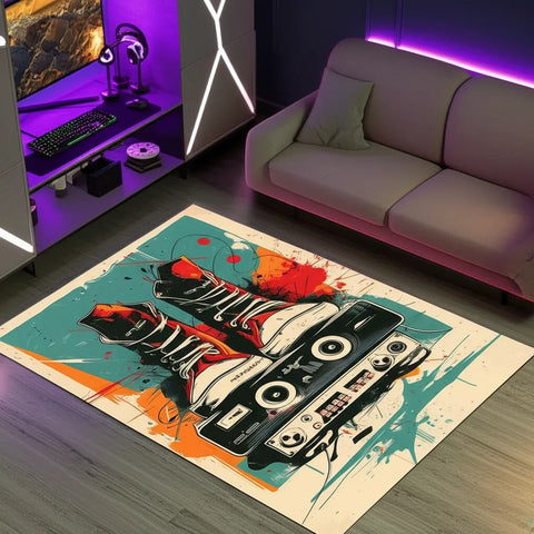 Sneakers On Speaker Rug