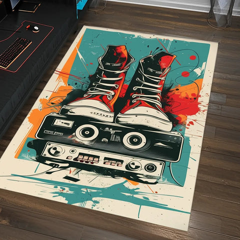 Sneakers On Speaker Rug