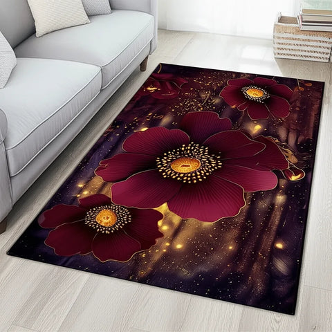 Burgundy Floral Rug