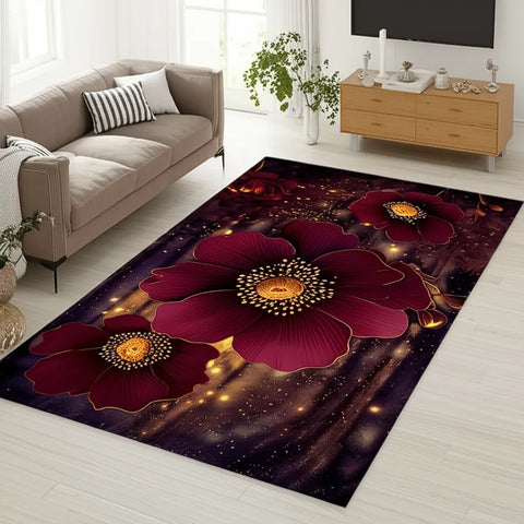 Burgundy Floral Rug