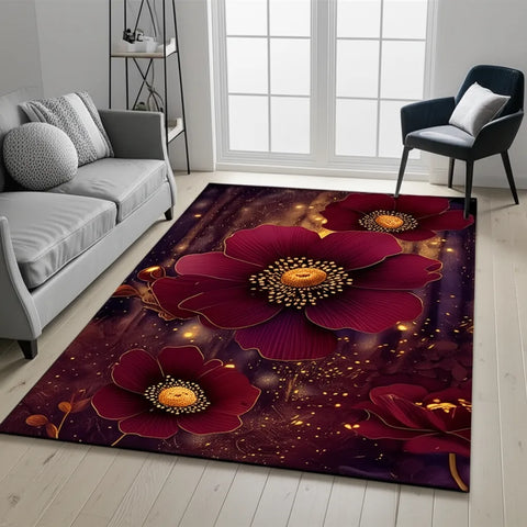Burgundy Floral Rug