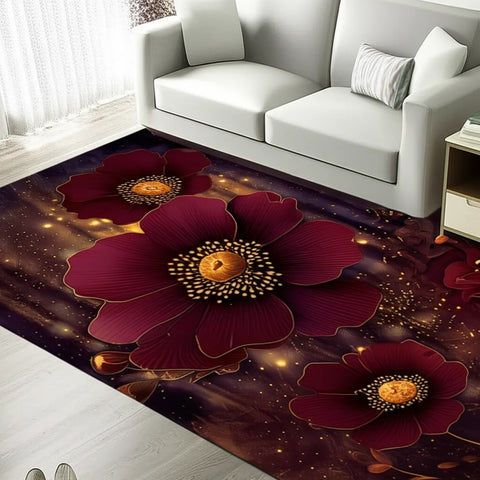 Burgundy Floral Rug