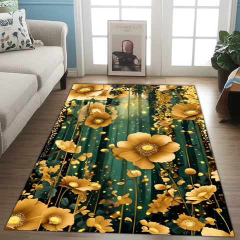 Golden Floral Meadow Rug