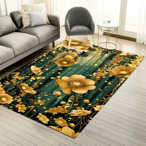 Golden Floral Meadow Rug