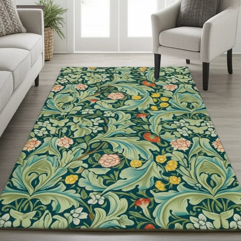 Floral Teal Rug