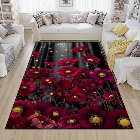 Crimson Floral Rug