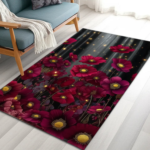 Crimson Floral Rug