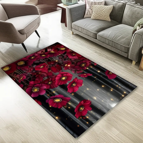 Crimson Floral Rug
