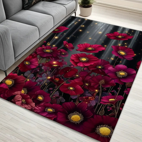 Crimson Floral Rug