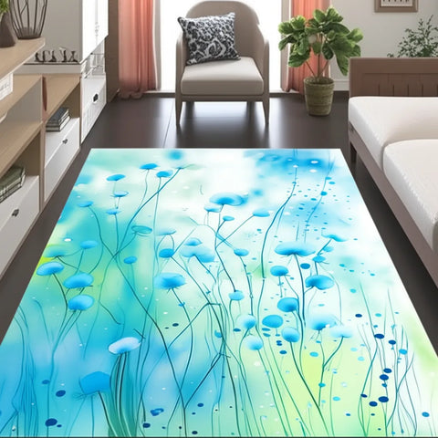 Aqua Floral Rug