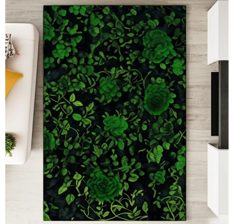 Emerald Green Roses Rug
