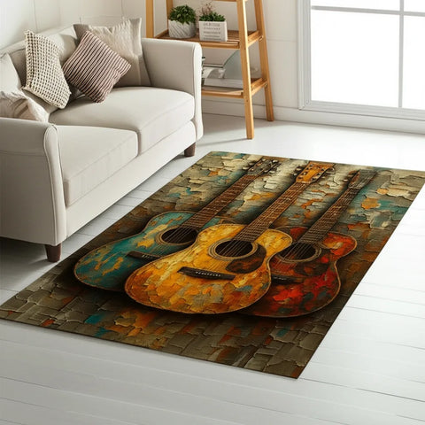 Rustic Guitar Trio Rug