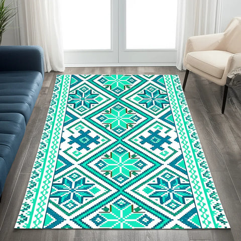 Teal Diamond Rug