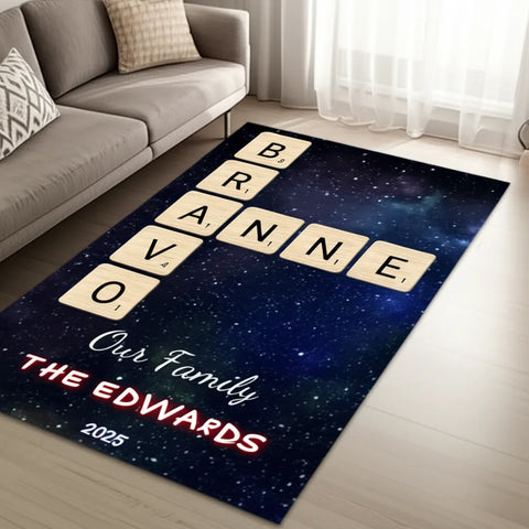 Personalized Crossword Rug- Scrabble Feature